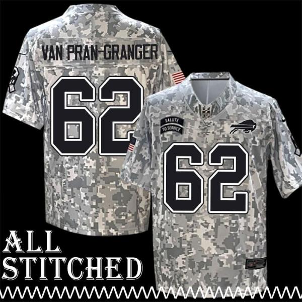 Sedrick Van Pran-Granger Jersey Buffalo Bills #62 2024 Salute to Service Camo
