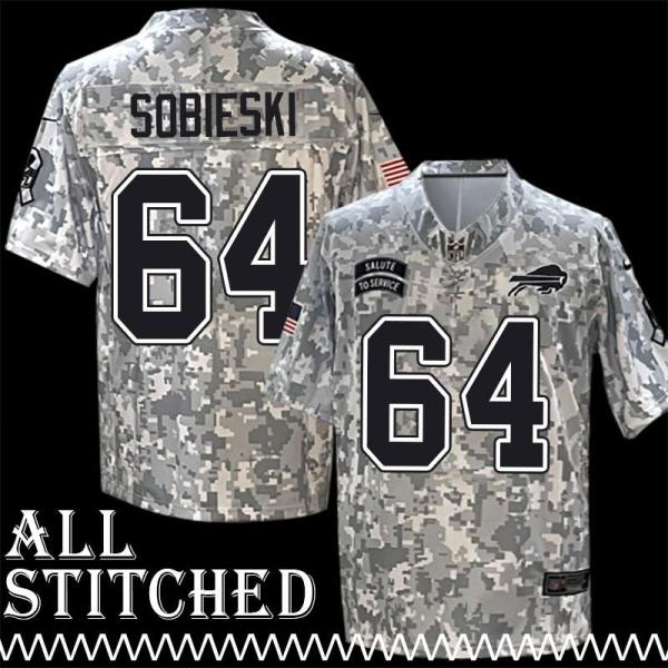 Ben Sobieski Jersey Buffalo Bills #64 2024 Salute to Service Camo