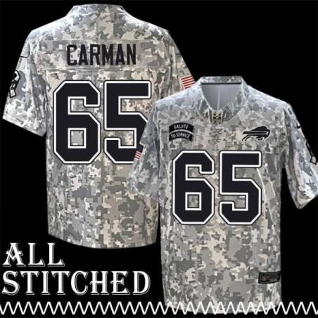 Jon Carman Jersey Buffalo Bills #65 2024 Salute to Service Camo