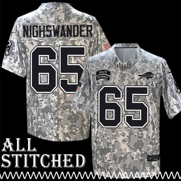 Nick Nighswander Jersey Buffalo Bills #65 2024 Salute to Service Camo