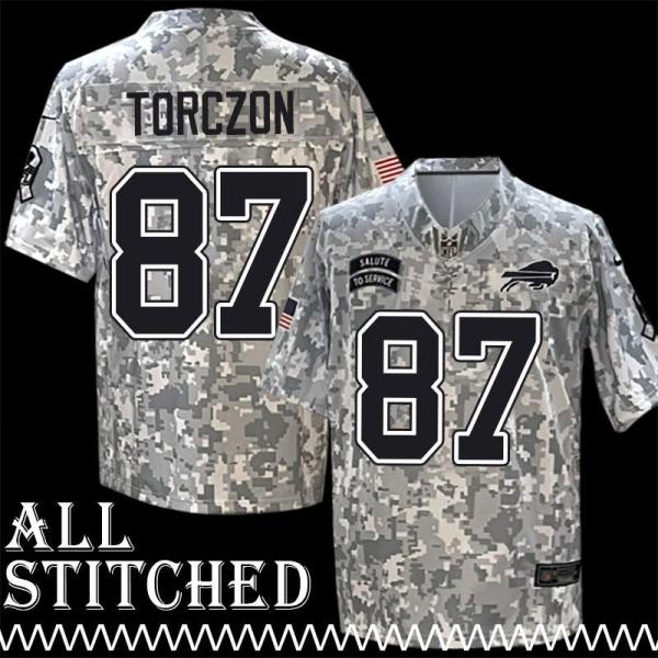 LaVerne Torczon Jersey Buffalo Bills #87 2024 Salute to Service Camo
