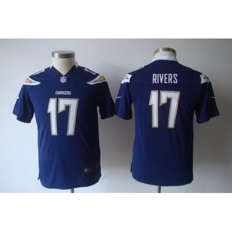 [NEW] Philip Rivers Youth Football Jersey -#17 San Diego Youth Jerseys (Navy)