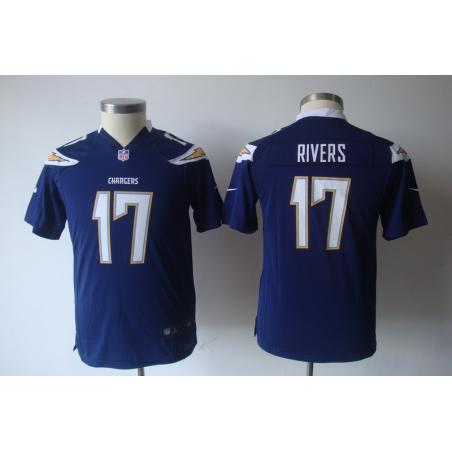 [NEW] Philip Rivers Youth Football Jersey -#17 San Diego Youth Jerseys (Navy)