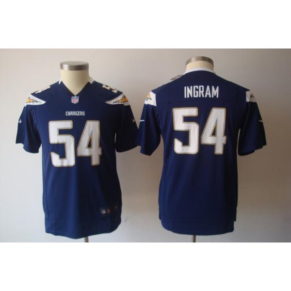 [NEW] Stephen Cooper Youth Football Jersey -#54 San Diego Youth Jerseys (Navy)