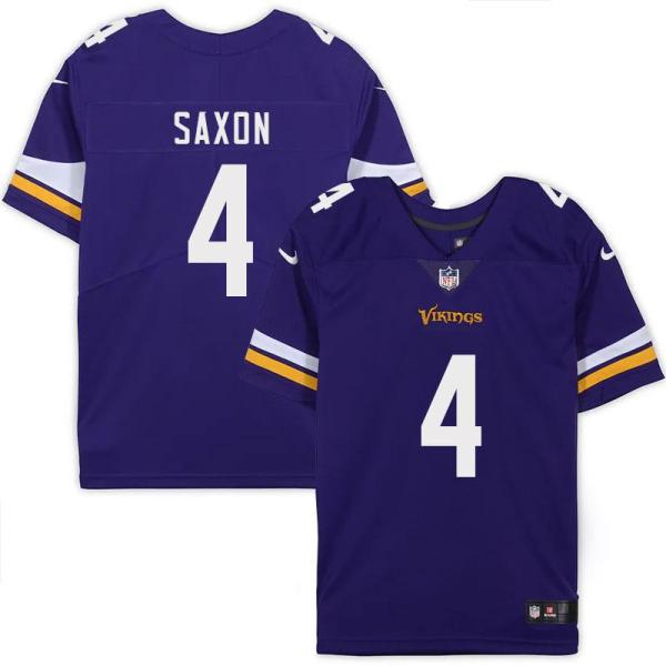 Minnesota Vikings #4 Mike Saxon Purple Home Jersey