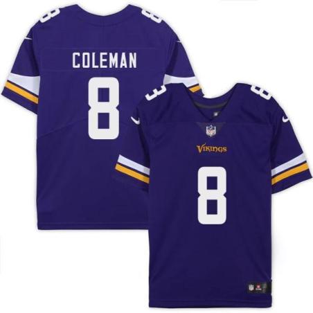 Minnesota Vikings #8 Greg Coleman Purple Home Jersey