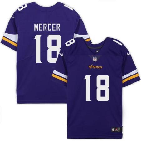 Minnesota Vikings #18 Mike Mercer Purple Home Jersey