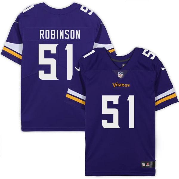 Minnesota Vikings #51 Edmond Robinson Purple Home Jersey