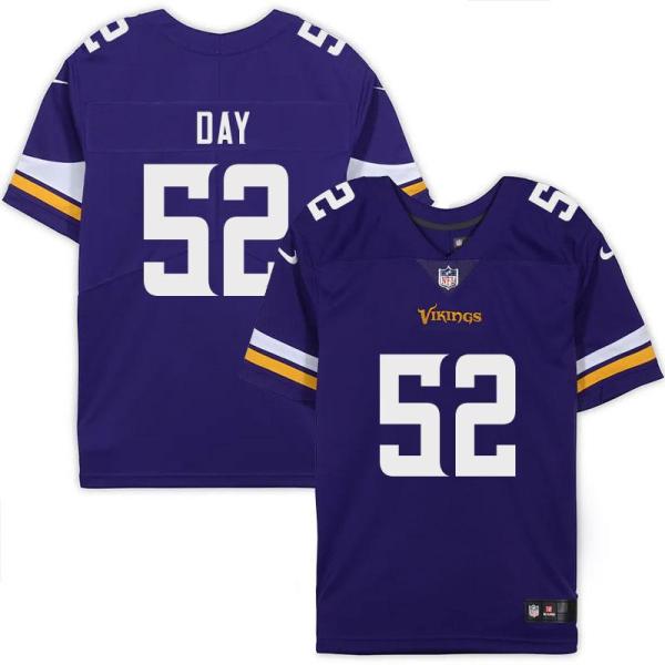 Minnesota Vikings #52 Sheldon Day Purple Home Jersey