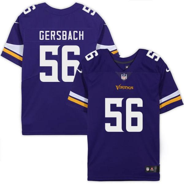 Minnesota Vikings #56 Carl Gersbach Purple Home Jersey