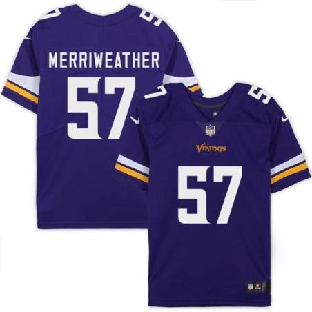 Minnesota Vikings #57 Mike Merriweather Purple Home Jersey