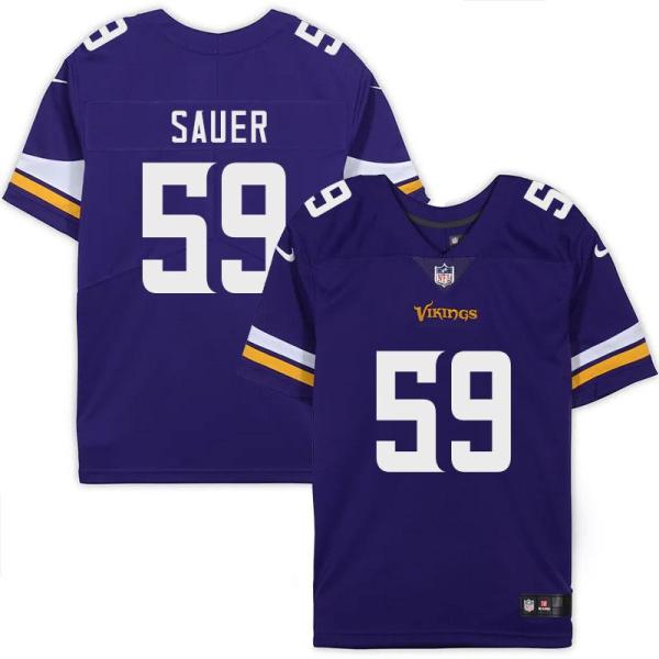 Minnesota Vikings #59 Craig Sauer Purple Home Jersey