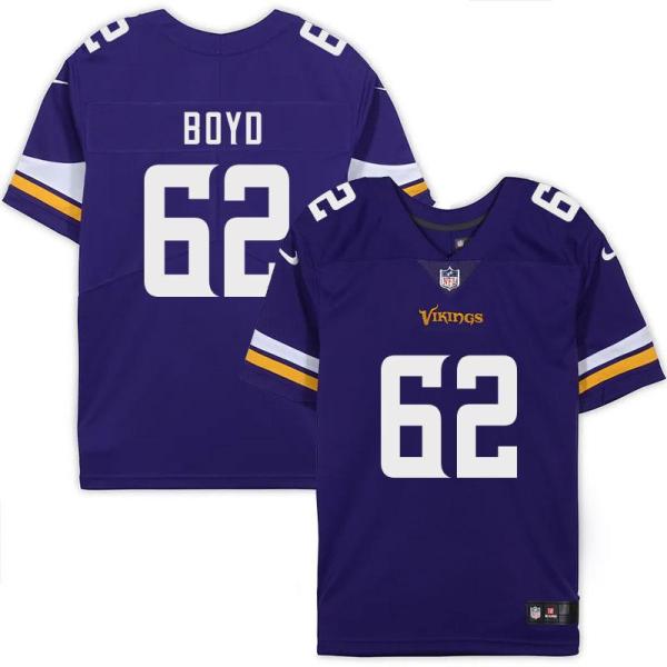 Minnesota Vikings #62 Brent Boyd Purple Home Jersey