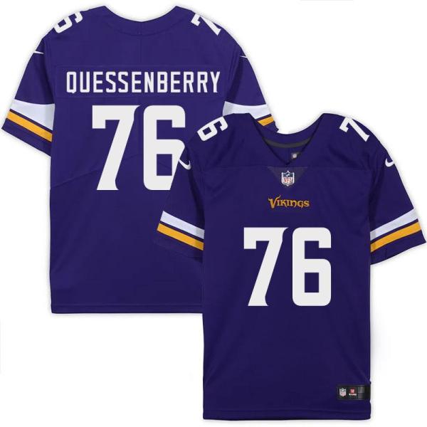 Minnesota Vikings #76 David Quessenberry Purple Home Jersey