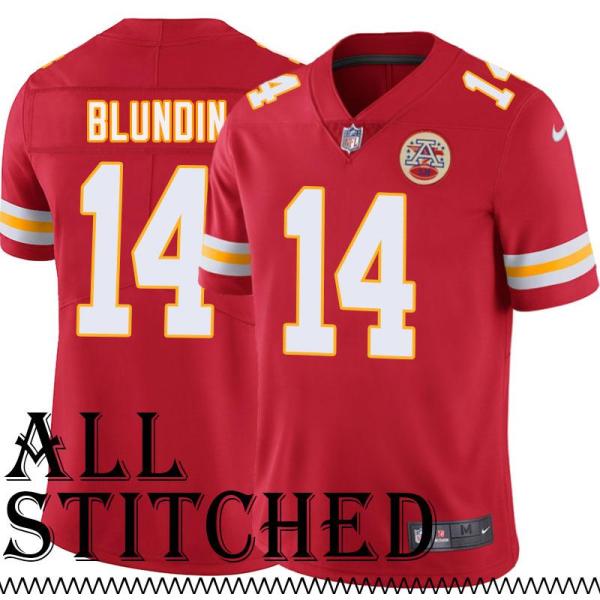 Red Home Matt Blundin Kansas City Chiefs Jersey #14
