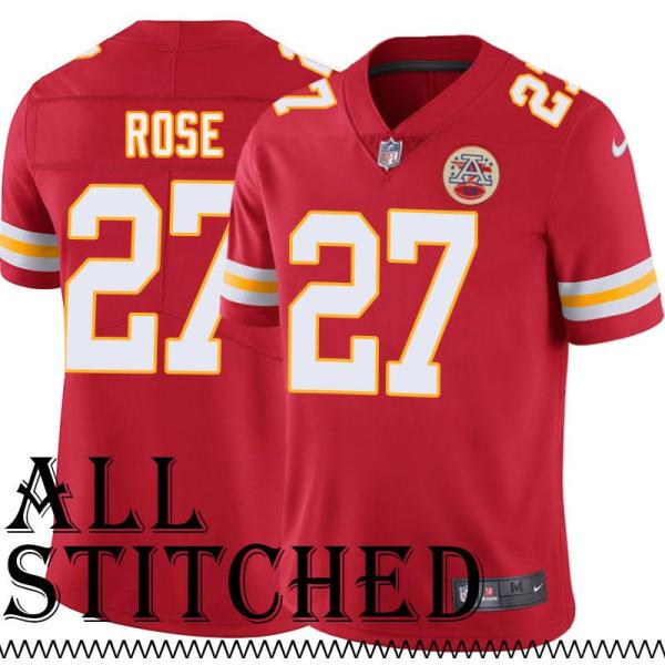 Red Home Donovan Rose Kansas City Chiefs Jersey #27