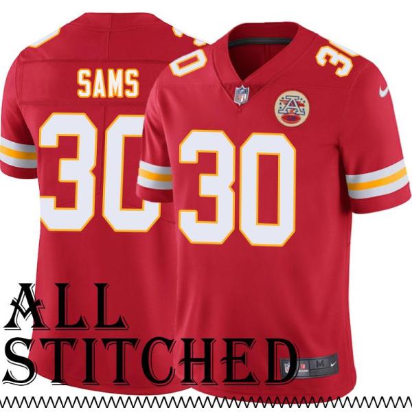 Red Home B.J. Sams Kansas City Chiefs Jersey #30