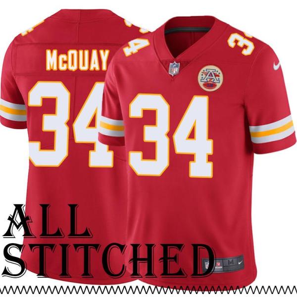 Red Home Leon McQuay Kansas City Chiefs Jersey #34