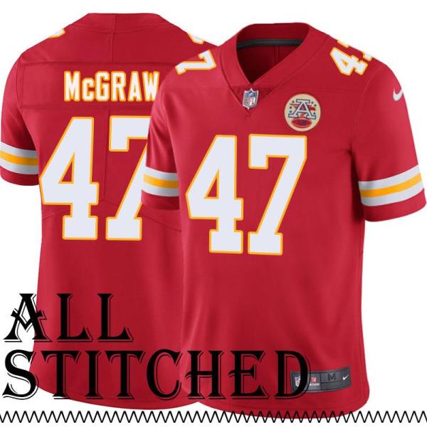 Red Home Jon McGraw Kansas City Chiefs Jersey #47
