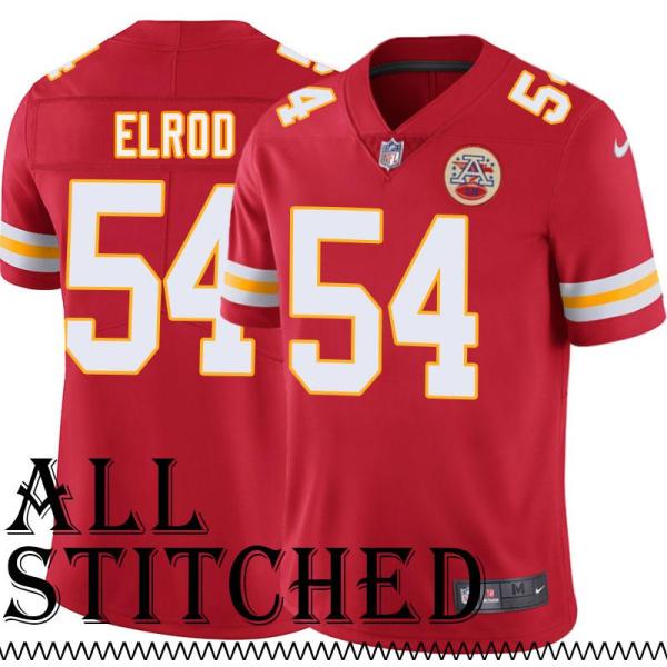 Red Home Jimbo Elrod Kansas City Chiefs Jersey #54
