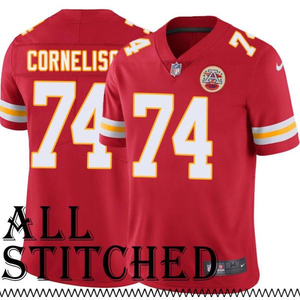 Red Home Jerry Cornelison Kansas City Chiefs Jersey #74