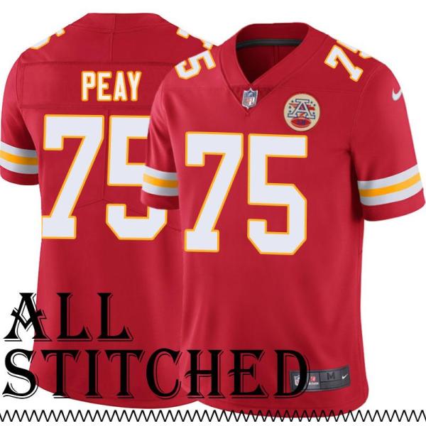 Red Home Francis Peay Kansas City Chiefs Jersey #75