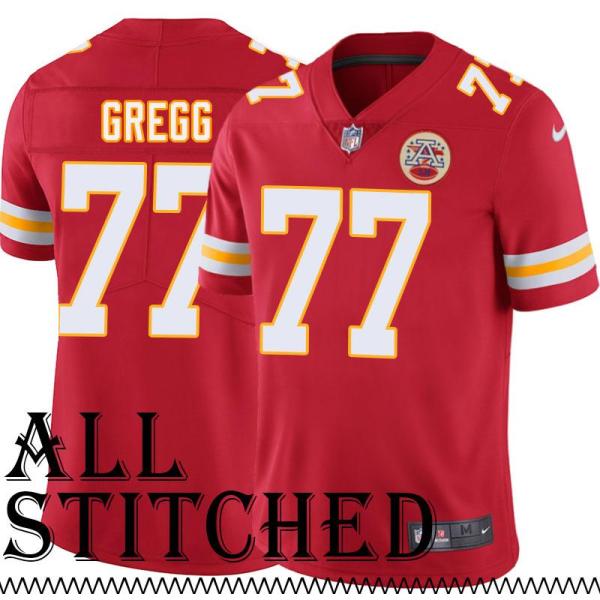 Red Home Kelly Gregg Kansas City Chiefs Jersey #77