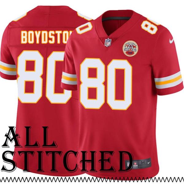 Red Home Max Boydston Kansas City Chiefs Jersey #80