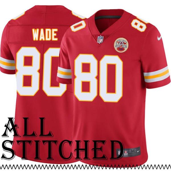 Red Home Bobby Wade Kansas City Chiefs Jersey #80