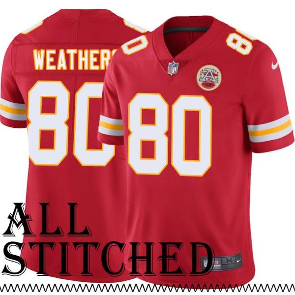 Red Home Clarence Weathers Kansas City Chiefs Jersey #80