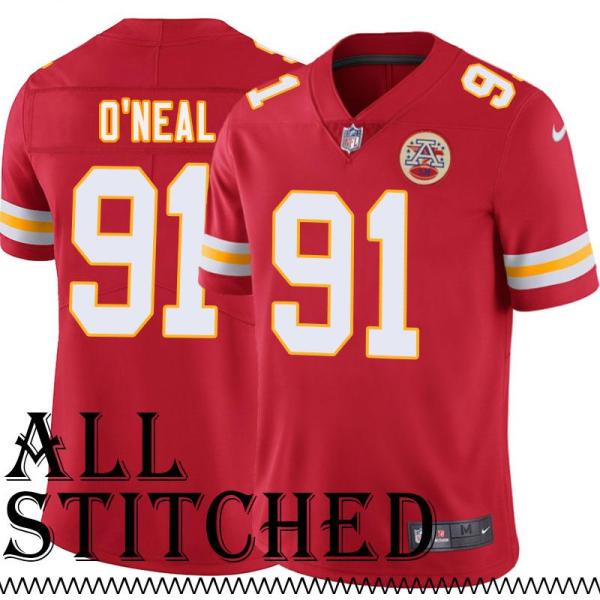 Red Home Leslie O'Neal Kansas City Chiefs Jersey #91