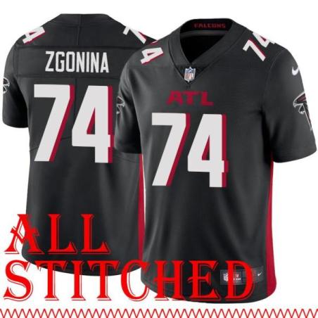 Black Home Jeff Zgonina Jersey Atlanta Falcons #74