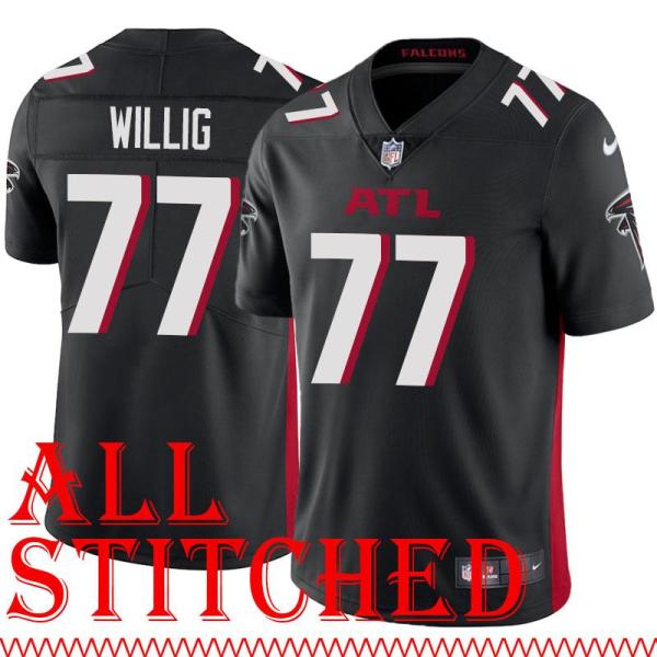 Black Home Matt Willig Jersey Atlanta Falcons #77