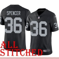 Black Home Shawntae Spencer Jersey Oakland LV Raiders #36