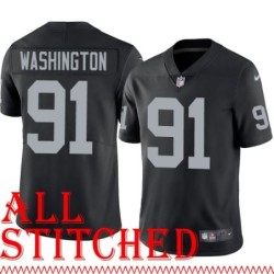 Black Home Ronnie Washington Jersey Oakland LV Raiders #91