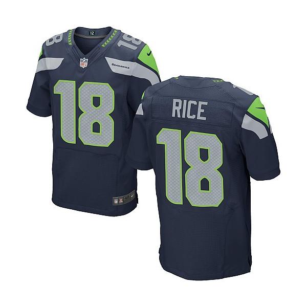 [NEW,Elite] Sidney Rice Football Jersey -Seattle #18 NEW Football Jersey(Blue)