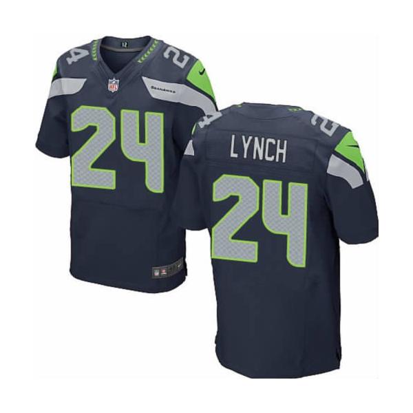 [NEW,Elite] Marshawn Lynch Football Jersey -Seattle #24 NEW Football Jersey(Blue)