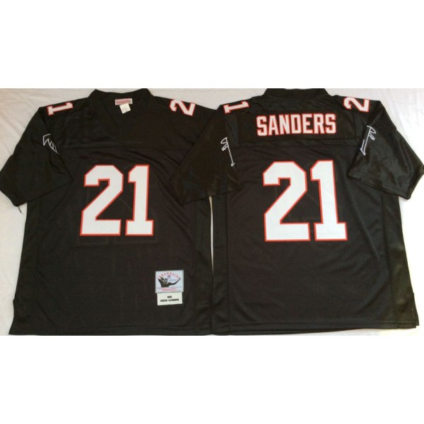 Deion Sanders Atlanta Football Jersey - Atlanta #21 Football Jersey(Black Throwback)