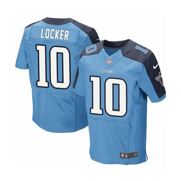 [NEW,Elite] Jake Locker Football Jersey -Tennessee #10 NEW Football Jersey(Light Blue)