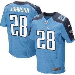 [NEW,Elite] Chris Johnson Football Jersey -Tennessee #28 NEW Football Jersey(Light Blue)