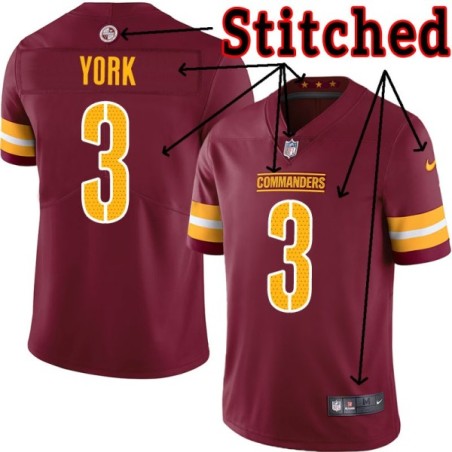 Burgundy Home Cade York Jersey Washington Commanders #3
