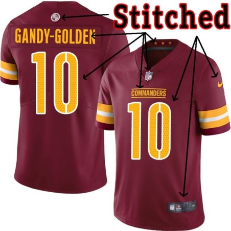 Burgundy Home Antonio Gandy-Golden Jersey Washington Commanders #10
