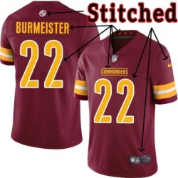 Burgundy Home Danny Burmeister Jersey Washington Commanders #22