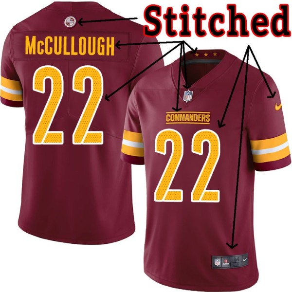 Burgundy Home Sultan McCullough Jersey Washington Commanders #22