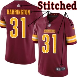 Burgundy Home Tom Barrington Jersey Washington Commanders #31