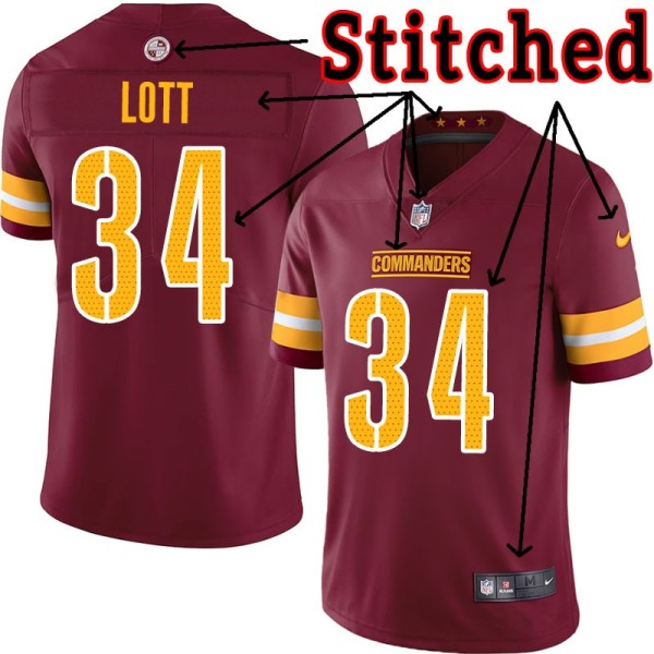 Burgundy Home Andre Lott Jersey Washington Commanders #34