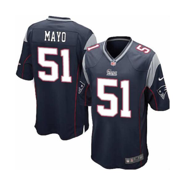 [NEW,Game] Jerod Mayo Football Jersey -New England #51 FOOTBALL Jerseys(Blue)