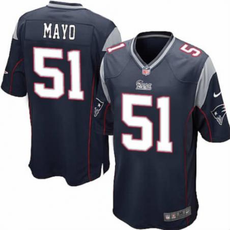 [NEW,Game] Jerod Mayo Football Jersey -New England #51 FOOTBALL Jerseys(Blue)