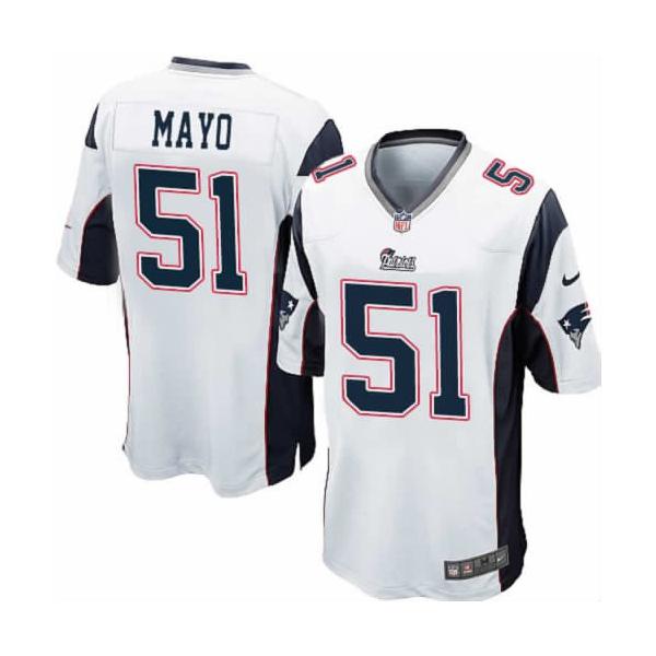 [NEW,Game] Jerod Mayo Football Jersey -New England #51 FOOTBALL Jerseys(White)