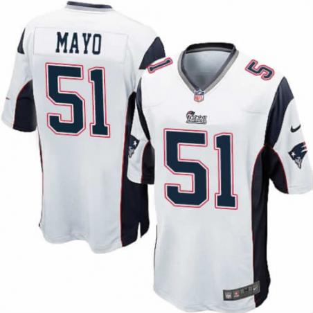 [NEW,Game] Jerod Mayo Football Jersey -New England #51 FOOTBALL Jerseys(White)